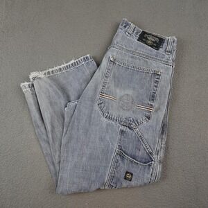 Lowrider Jeans Mens 36x29 Light Wash Denim Baggy Wide Leg Embroidered Cholo